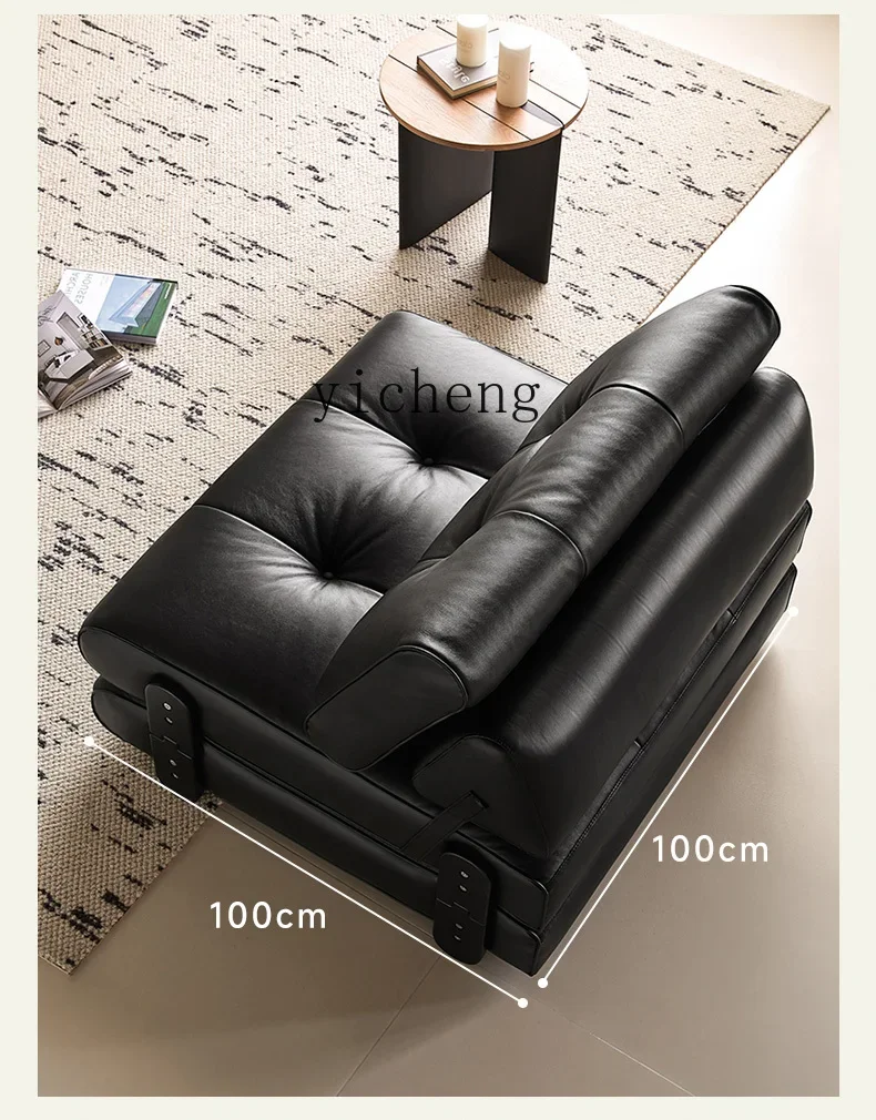 V5.9  medieval folding sofa bed small apartment living room new multi-functional dual-purpose single leather sofa bed