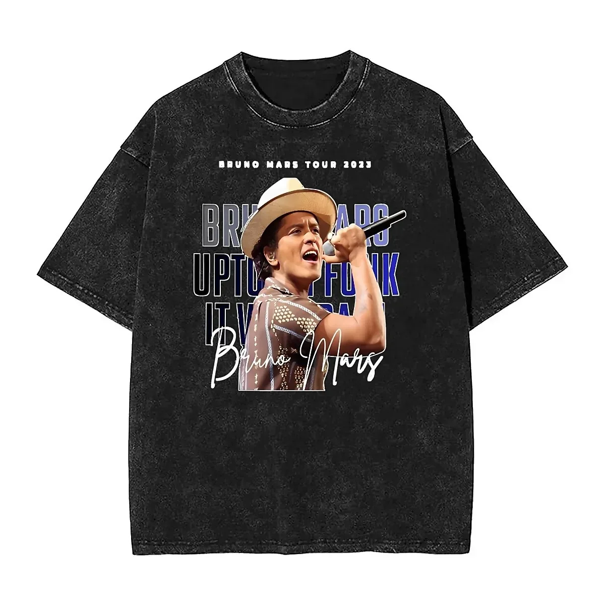 Bruno Pop Musician Washed Vintage T Shirts Unisex Mars American Singer Awesome Loose Summer O Neck Fashion Tees Oversized Tops