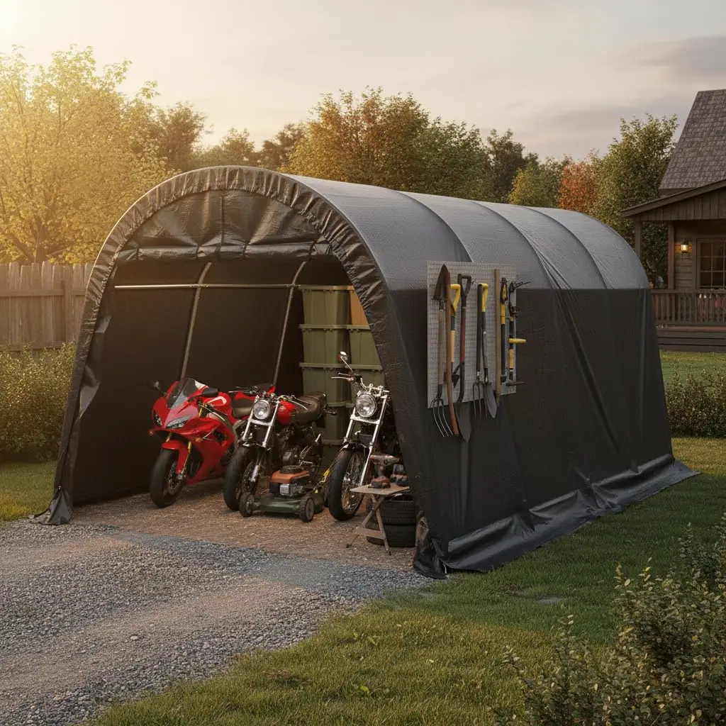 10x20 FT Heavy Duty Carport, Portable Garage with Reinforced All-Steel Frame and Round Style Roof, Anti-Snow All, Customized
