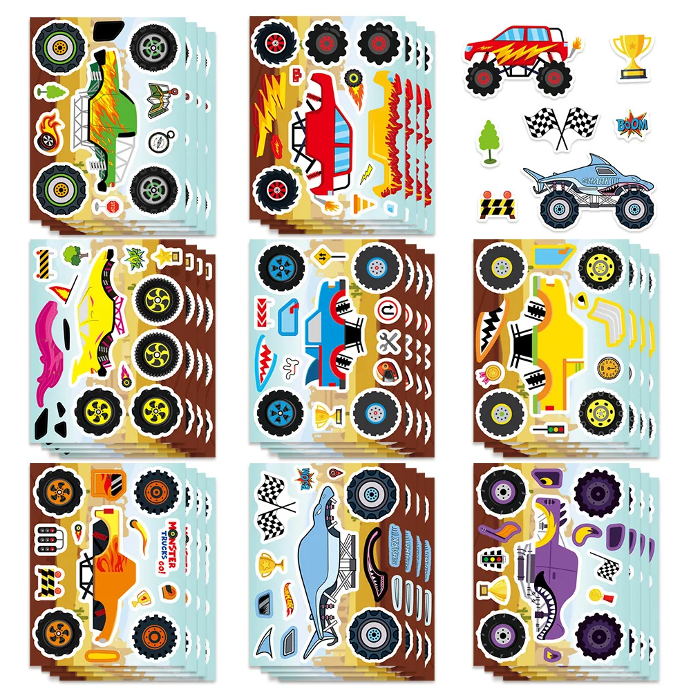 8/16/24PCS Make a Face Cartoon Cool Bigfoot Monster Car DIY 