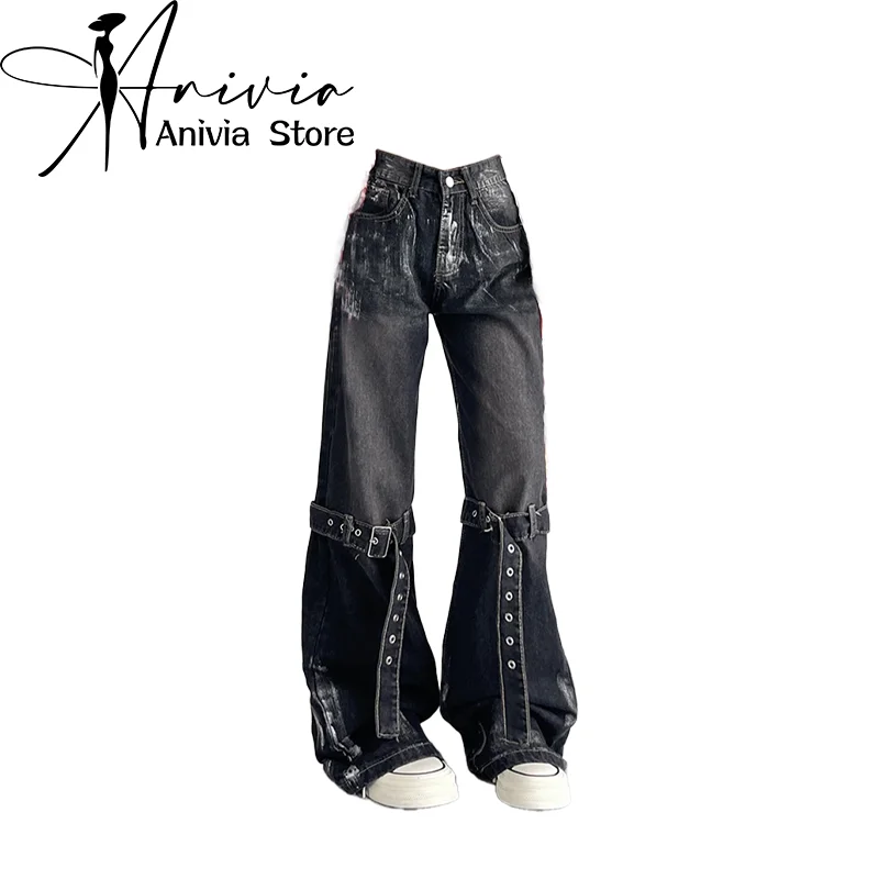 

Women Black Gothic Y2k Cargo Jeans Baggy Harajuku Denim Trousers Vintage Emo Jean Pants Japanese 2000s Style Trashy Clothes 2024