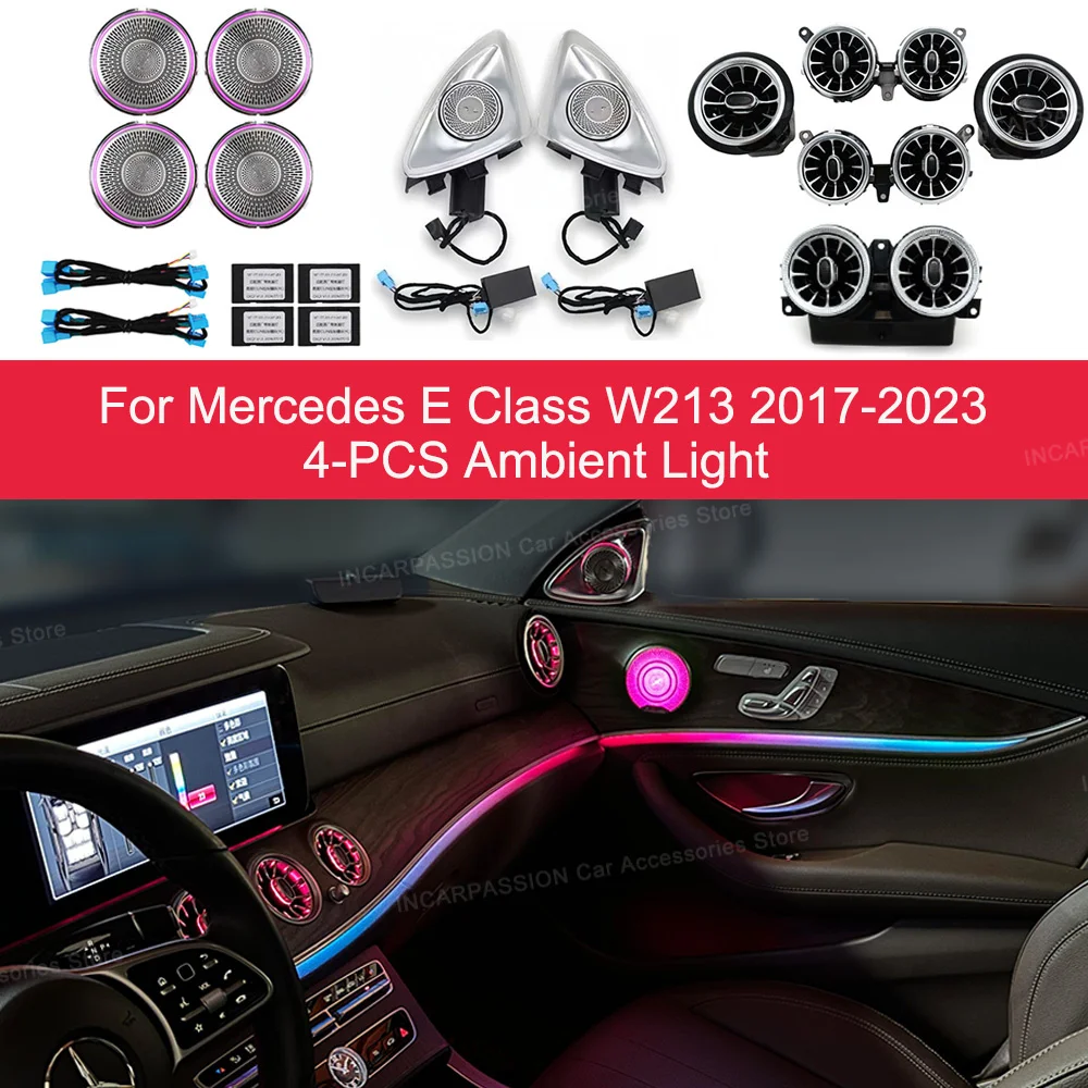 

4D Tweeter LED Air Vent Speaker Cover with Ambient Light for Benz E Class W213 2017-2023