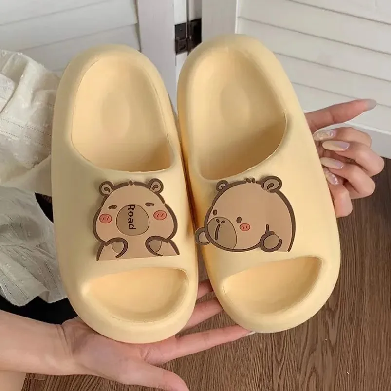 Summer EVA Slippers Women's Cartoon Lightweight Thick Bottom Home Slip-On Bathroom Indoor Sandals Men's Couple Bath Sandals