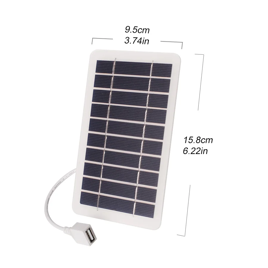 Panel Solar USB Portátil de 5V 2W - Panel de Carga Impermeable para Teléfono Móvil, Ideal para Senderismo y Camping al Aire Libre