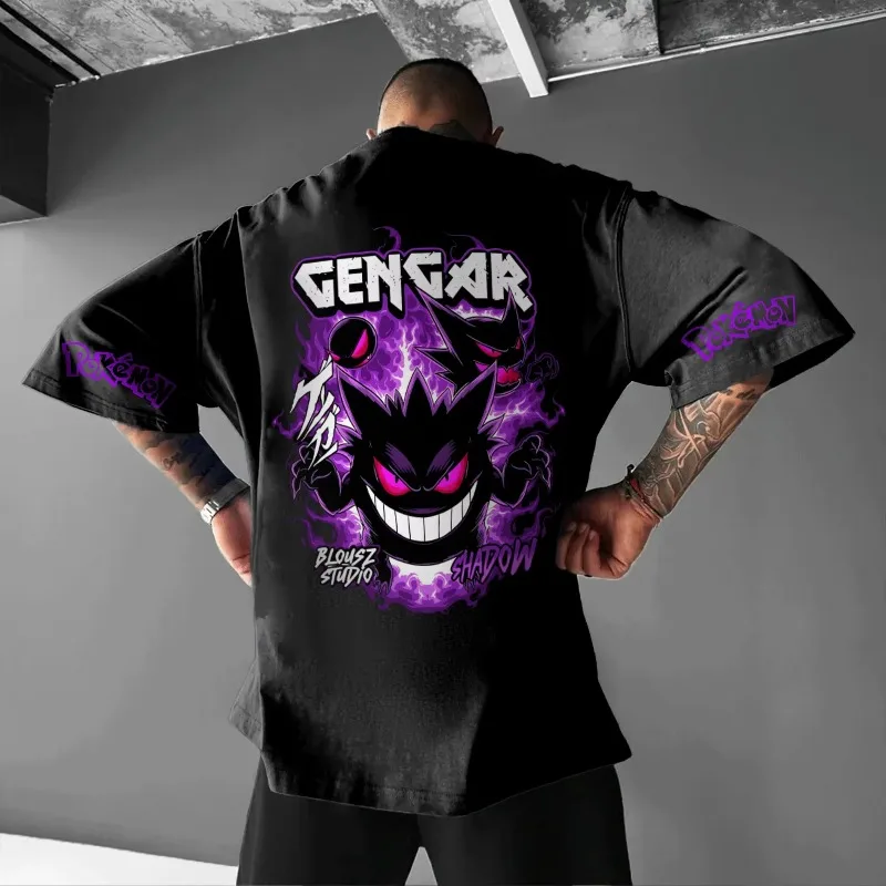 Pokémon Co-branded T-shirt met print 2025, zomer nieuwe heren streetwear losse casual trend veelzijdige kinderkleding voor ouders en kinderen