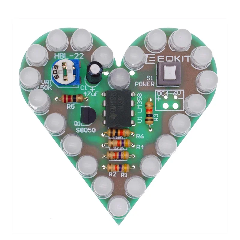 DIY Kit Heart Shape Breathing Lamp Kit DC 4V-6V Breathing LED Suite Red White Blue Green DIY Electronic Production for Learning