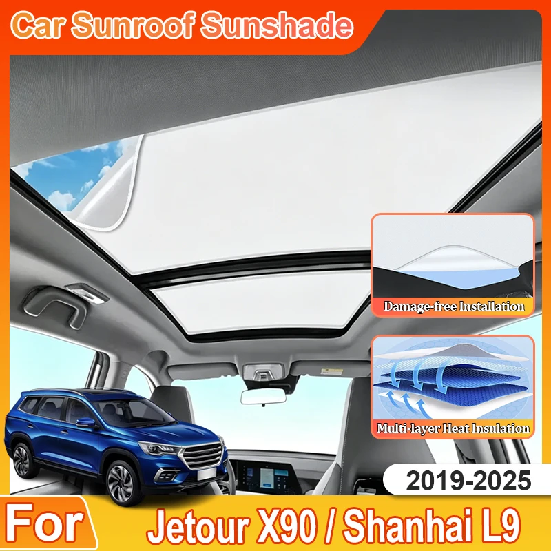 

For Jetour X90 Shanhai L9 2023 2024 2019-2025 Car Accessories Interior Sun Protection Electrostatic Adsorption Sunroof Sunshade