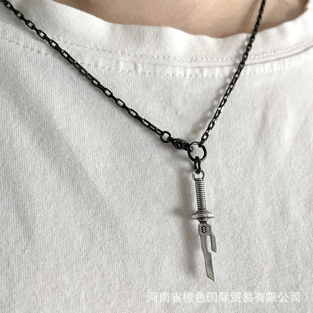 Anime Satoru Gojo Silver Color Stainless Steel Chains Necklace for Men Boy Charm Choker Vintage Jewelry Pendant Necklaces Gifts