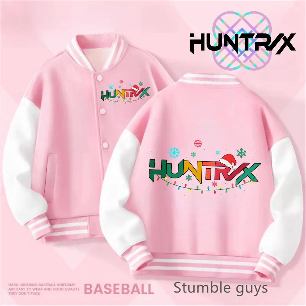K-Pop Demon Hunter Kinder-Baseballuniform, Sporthemd für Jungen, Cartoon-Druck, lässiger Top-Mantel für Mädchen, Frühlings-/Sommerjacke