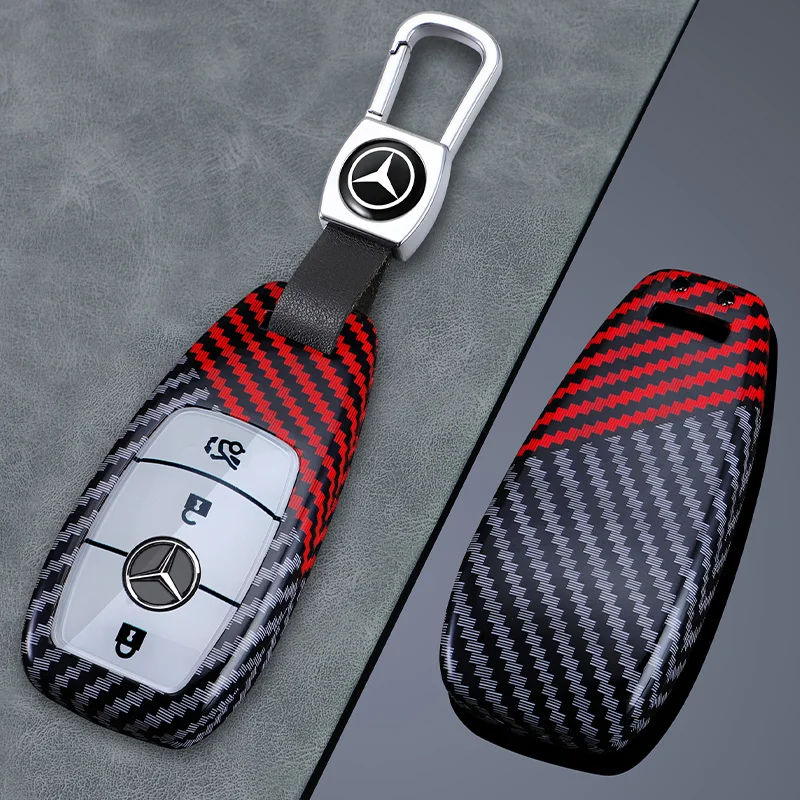 Fashion Carbon Fiber Car Key Case Cover Shell For Mercedes Benz A C E S G Class GLC CLE CLA GLB GLS W177 W205 W213 W222 X167 AMG