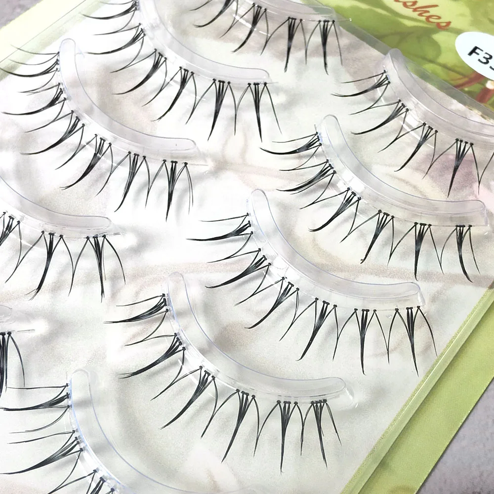 ICYCHEER 5 Pairs Fairy False Eye Lashes Natural Eyelashes Extension Clear Band Korean Girl Style Handmade Soft Nude Makeup Tools