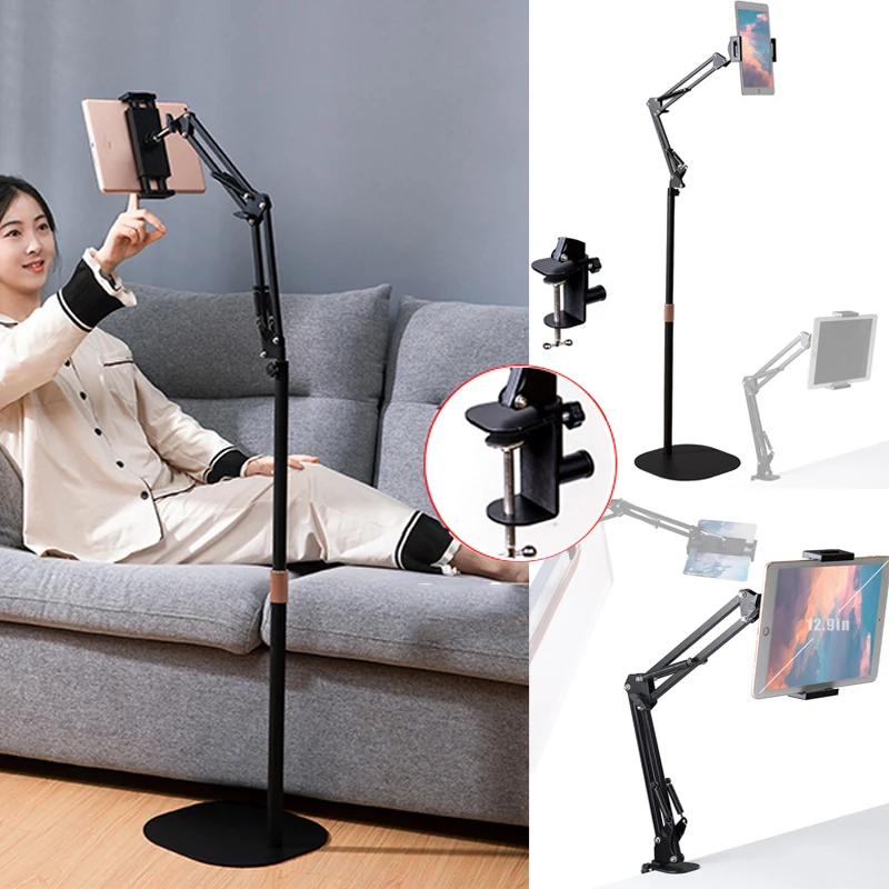 Adjustable Bed Tablet Stand Rotatable Phone Stand Long Arm Metal 360° Adjustable Holder For iPad Pro Tablet Compatible  Mini