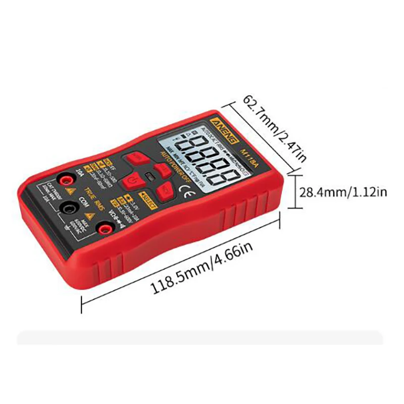 M118A Digital Multimeter Highly Accurate Fully Automatic Portable AC/DC Tester Mini Resitance Meter RMS Electrician Instrument