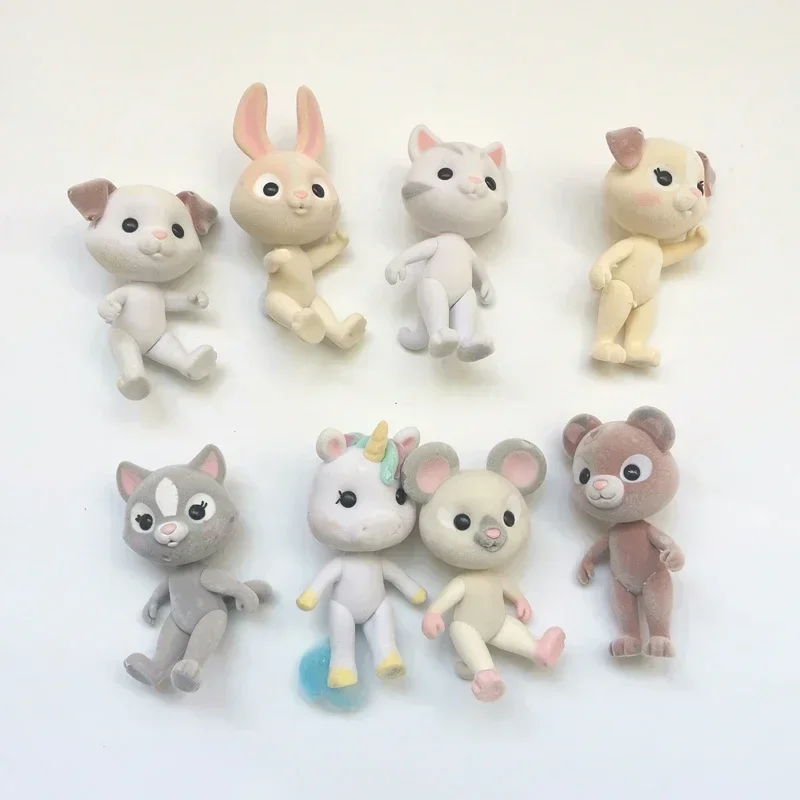 

3-50 шт. L большая голова, милая лесная семейная фигурка животного, кролик, медведь, собака, кошка, пони, корова, единорог, флокированная лохматая модель игрушки для ребенка