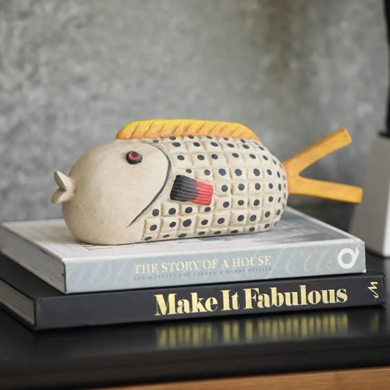 Nordic Morandi color cute pouch ceramic fish ornament Internet celebrity homestay creative decoration children's room fish penda
