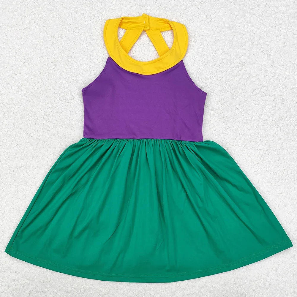 

Hot Sale Baby Girls Dress Mardi Gras Athletic Active Wear Top Shorts Skirts Sets Boutique Kids Clothes Girls Dress With Shorts