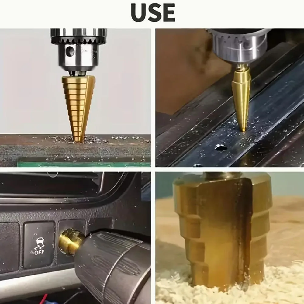10 قطعة Hss مجموعة لقمة مثقاب التيتانيوم المغلفة خطوة مثقاب الخشب ثقب القاطع المعادن البلاستيك الجدة أداة نجارة مجموعة لقمة مثقاب #3