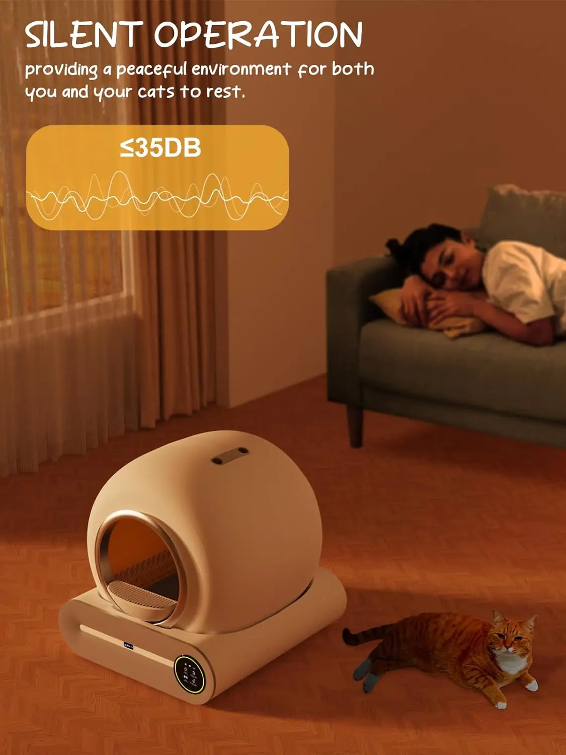 IPetDog Smart Auto Cat Litter Box Quick Self-Cleaning Big Cat Toilet พร้อมรีโมทคอนโทรล APP