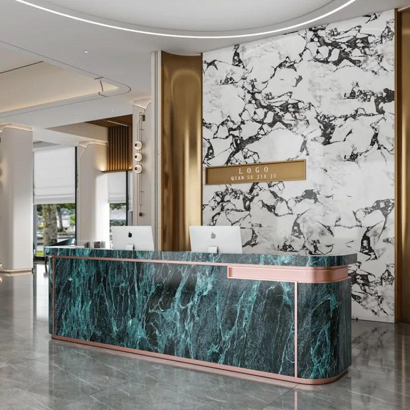 

Light Luxury Company Hotel Sales Department Front Reception Clothing Beauty Hotel Slate Marble Cashier Bar Counter