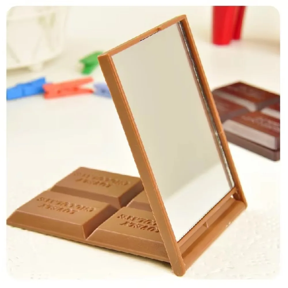 Foldable Compact Makeup Mirror Portable Chocolate Square Handheld Cosmetic Mirrors Originality Pocket Cosmetic Vanity Maquiagem