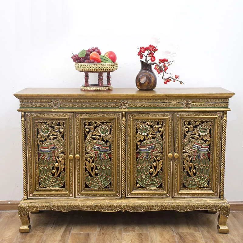 South East Asia style furniture Living room partition porch cabinet, Thai side cabinet Thai cabinet Solid wood decorative shoe