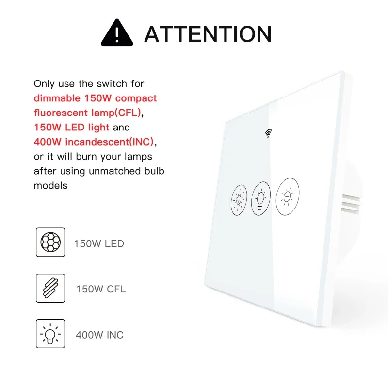 Regulador de intensidad de luz inteligente WiFi + RF433, 2/3 vías, multicontrol, aplicación Smart Life/Tuya, funciona con Alexa y Google Home