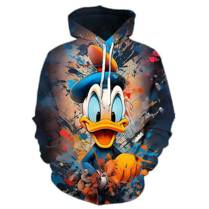 Neutrale cartoon hoodie herfst/winter tie-dye kleur Disney schattig Donald Duck 2024 mode Sanlio merk print kleding dames/heren