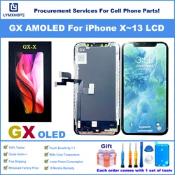 GX AMOLED For iPhone 12 13 Mini  X XS XR 11 13 14 Pro Max LCD 14 Plus Display Touch Screen Assembly Replacement Repair Parts