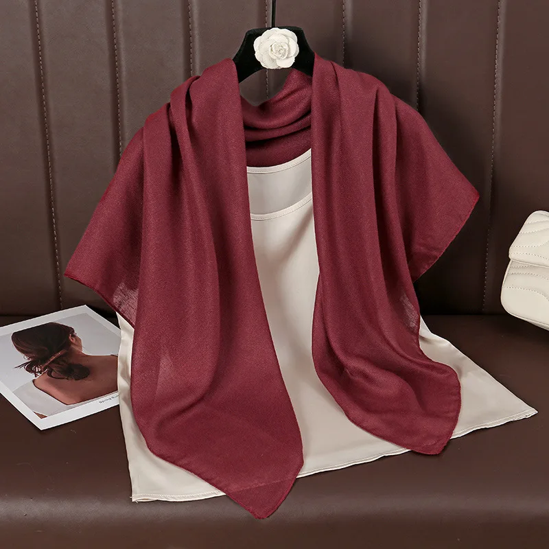 Frauen einfarbig quadratische Baumwolle Viskose Schal Schal hochwertige Druck weiche Schals und Wraps Bufandas muslimischen Hijab 90*90cm – Detail 8