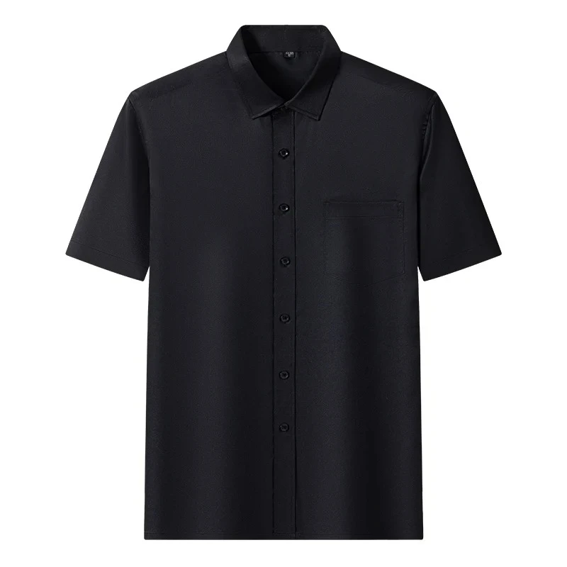 New Anti-Wrinkle Men Shirts Short Sleeves Dress Shirts For Men Slim Fit Camisa Social Business Blouse Pocket White Shirt S-7XL