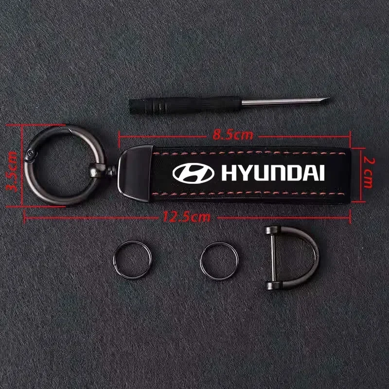 Car Leather Keychain Type Key Ring string For hyundai i10 i20 i30 i40 ix35 N line Kona Santafe Sonata Key bag accessories