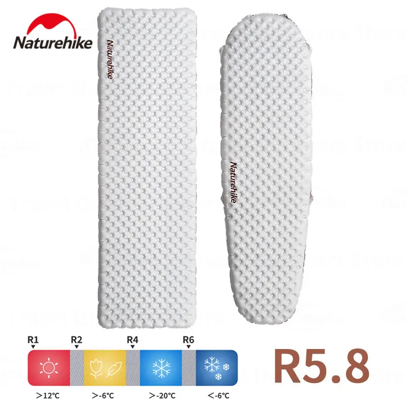 Naturehike R5.8 Mùa Đông Ấm Cắm Trại Đệm 20D Nylon Siêu Nhẹ Cắm Trại Ngoài Trời Ngủ Miếng Lót Với Không Khí Tự Do Túi CNH22DZ016