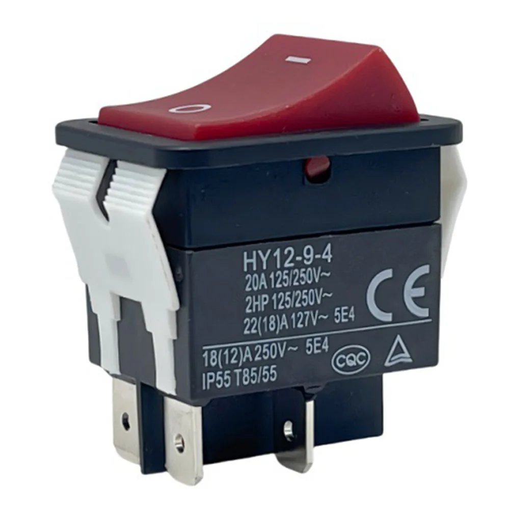 4-Pin DPST Rocker Switch Woodworking Workshop 20A Rated Current IP55 Protection 50,000 Cycles Mechanical Life For Table Saws