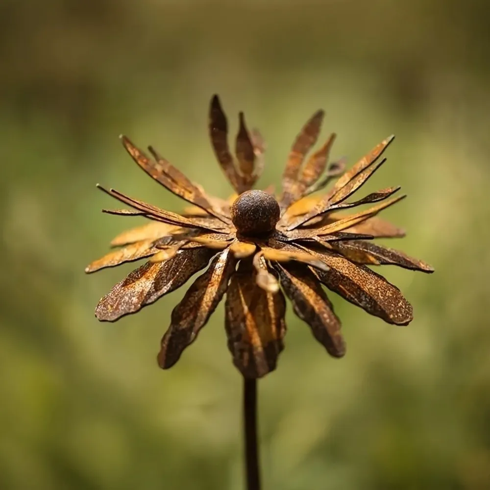 Gift Rustic Metal Daisy Garden Stake Vintage Iron Decorative Plant Stake Rusted Cornflower Decoration Outdoor Lawn