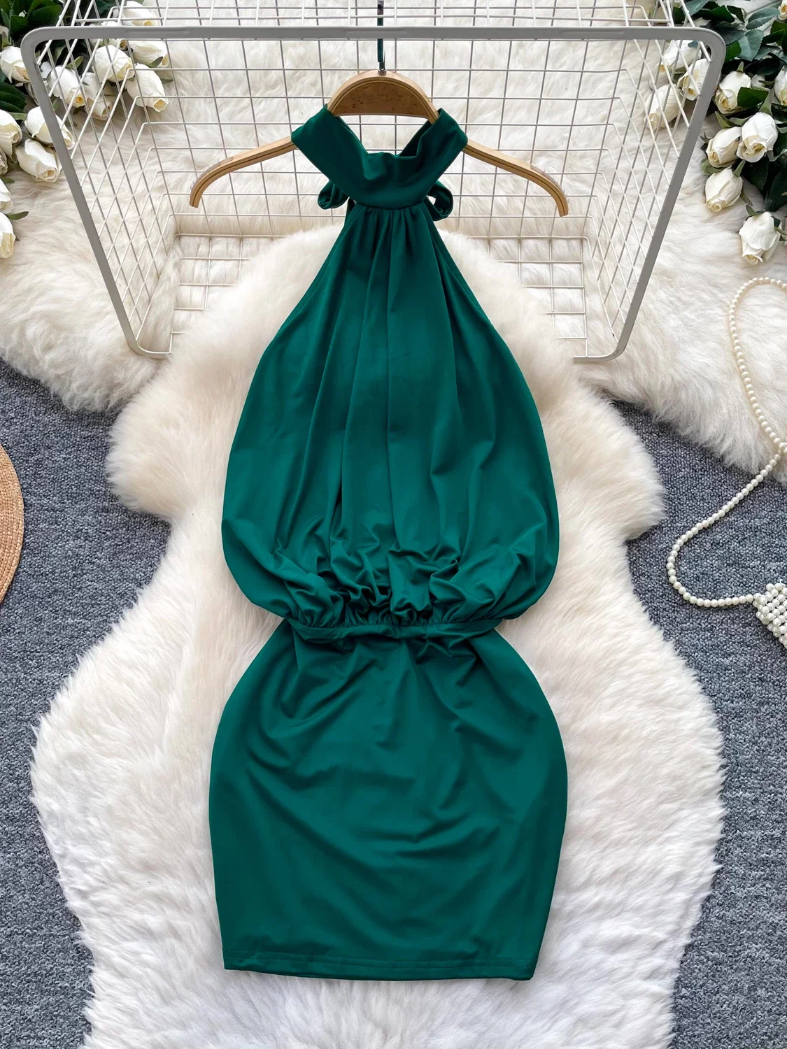 Women's Red Sexy Halter Mini Dress Backless Evening Dress Off Shoulder Sleeveless Slim Fit Bodycon Dress for Women Summer 2026