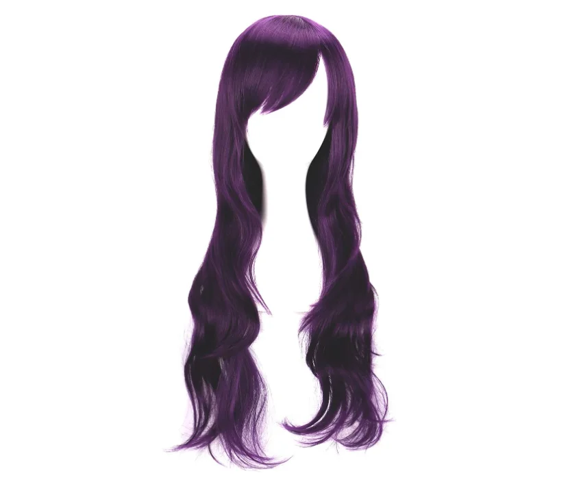 Perucas encaracoladas roxas longas para mulheres, fantasia de cosplay, cabelo cheio, 28 polegadas, 70cm