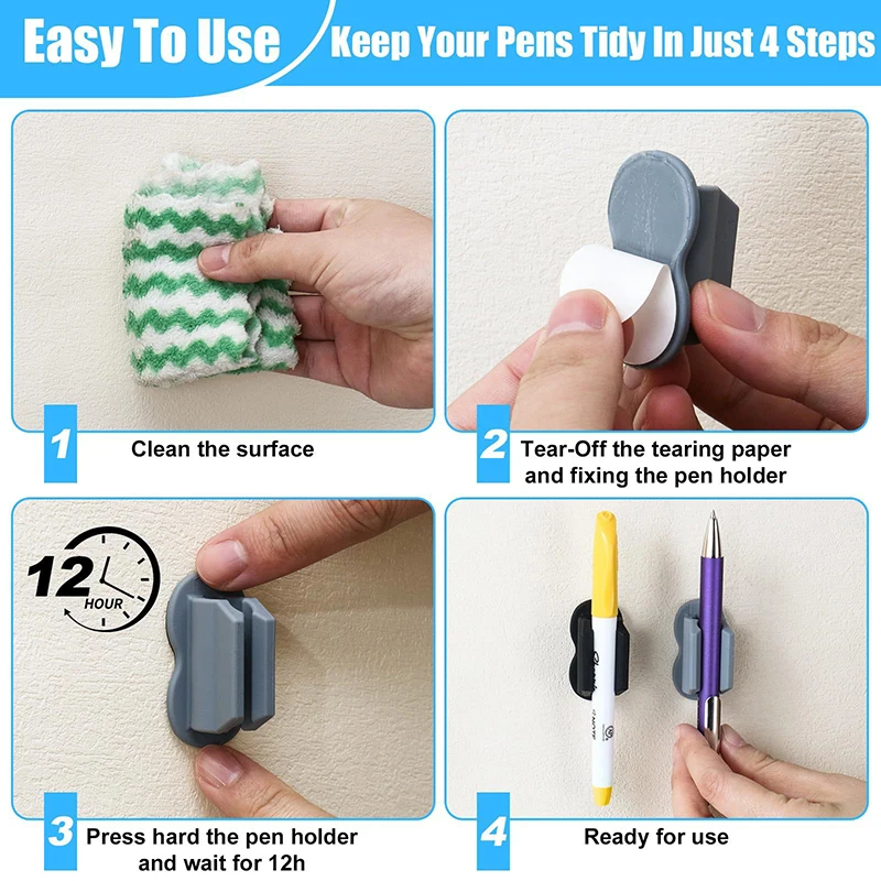 High Quality Silicone Self-Adhesive Creative Pen Rack Anti-fall Anti-lost Storage Clip Marker Pen Desk Organizer Accessories