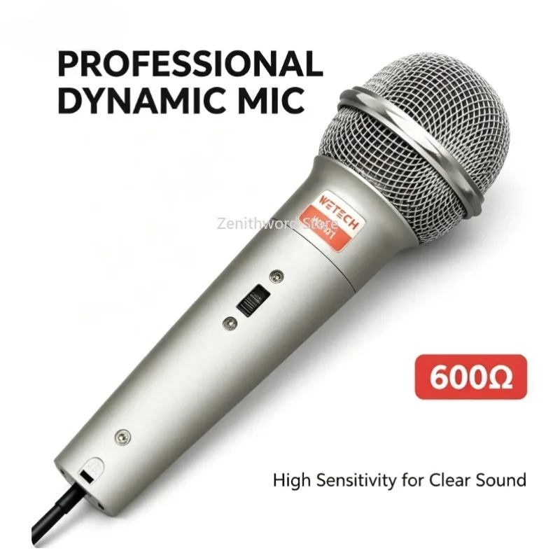 Microfono dinamico con cavo, jack da 6,5 mm, microfono portatile per karaoke con cavo da 2 m, unidirezionale, per altoparlanti, amplificatori, feste e palcoscenici.