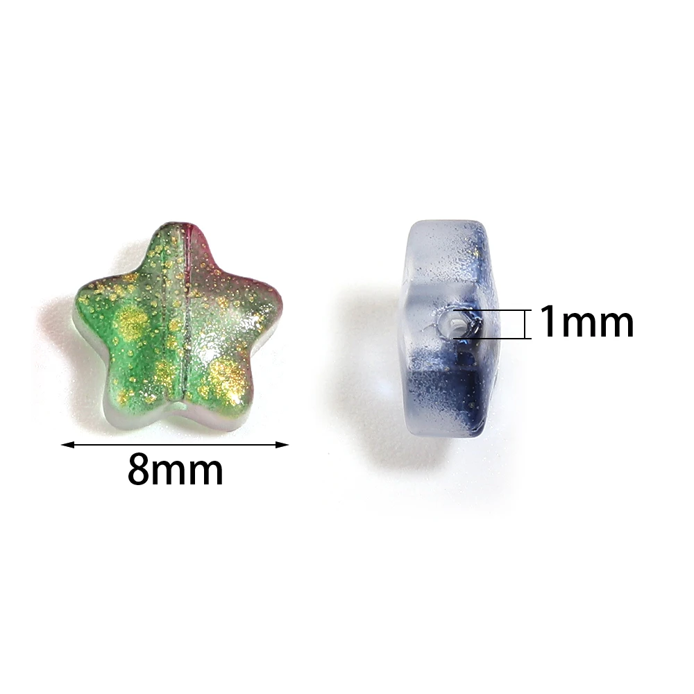 50 Stück 8mm Mattierte Farbverlauf-Sternperlen aus Lampwork-Glas, Lose Abstandsperlen für Schmuckherstellung, DIY-Armband- und Halsketten-Zubehör – Detail 1