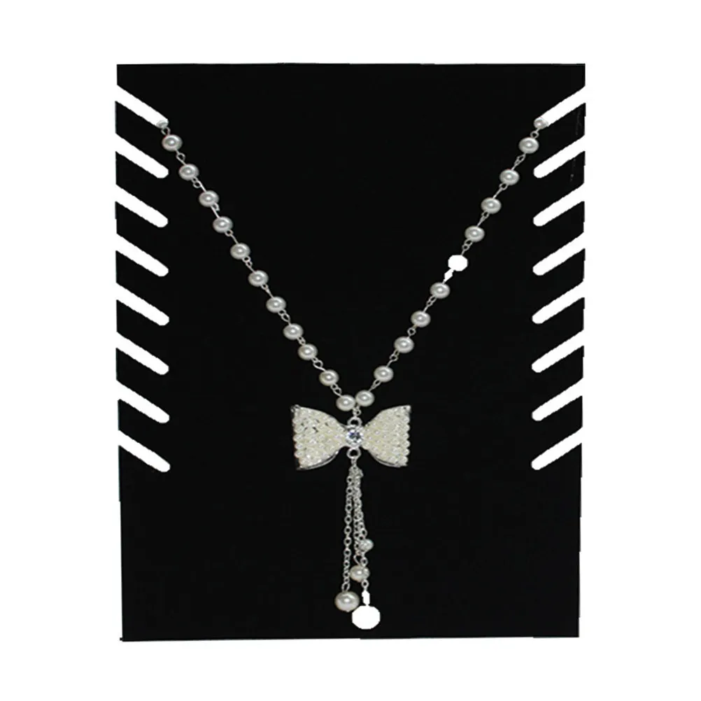 

Black Rectangular Necklace Display Stand Flocking Surface Protects Jewelry Holds Pendants Organizer for Retail Home Jewelry