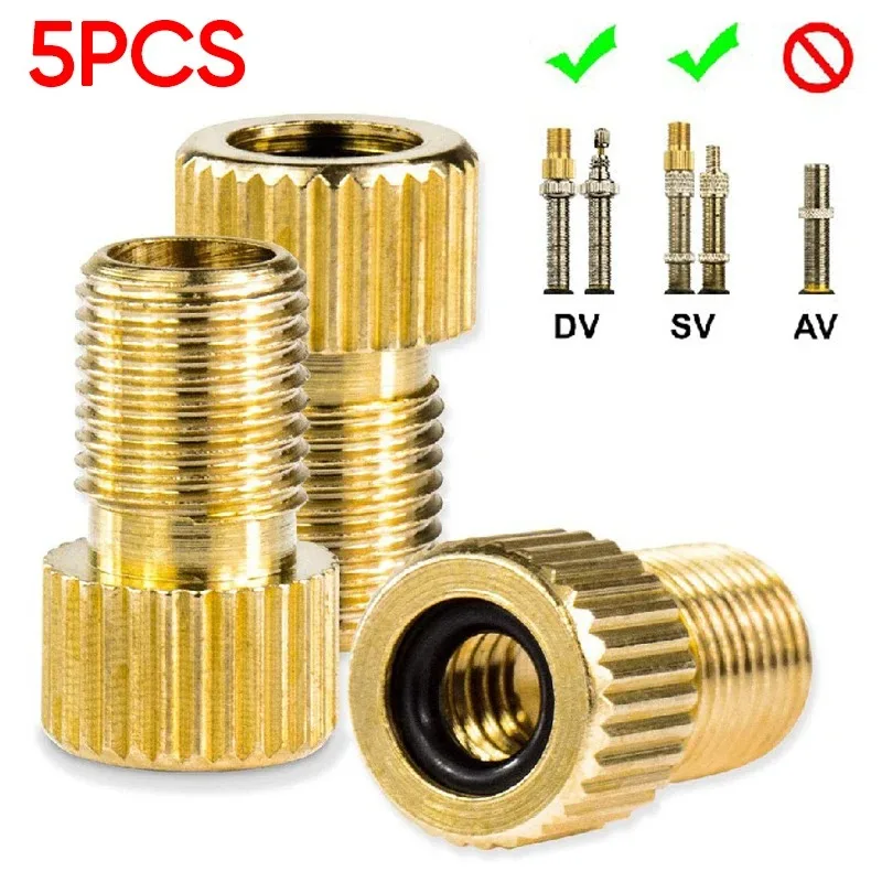 AliExpress 5PC F/V To A/V Valve Adapter Bike Value Converter Presta To Schrader Golden Bike Tire French Valve Adapter Bicycle Accessories