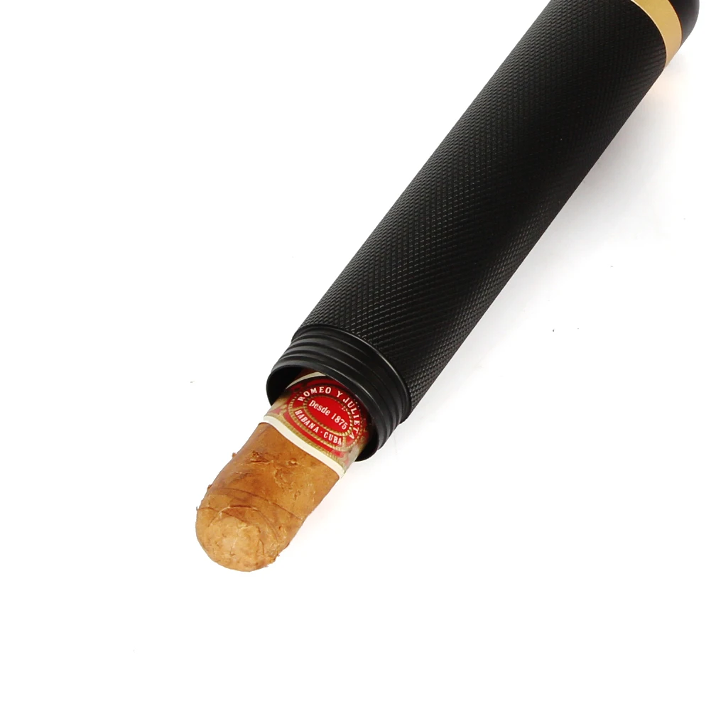 Galiner Metal Cigar Tube Mini Portable Travel 1 Holder Cigar Jar Case Gold Black Humidor Box Cigar Storage Tool