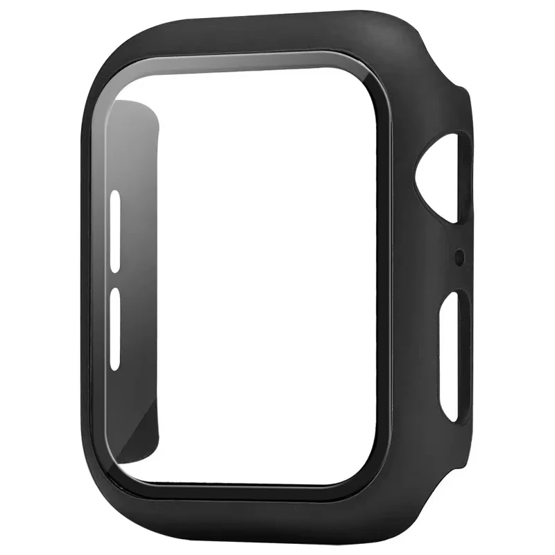 Gehärtetes Glas + Hülle für Apple Watch Serie 10 42 mm 46 mm 45 mm 41 mm 44 mm 38–40 mm PC-Stoßstange Displayschutzfolie Serie 9 8 7 6 5 4 se