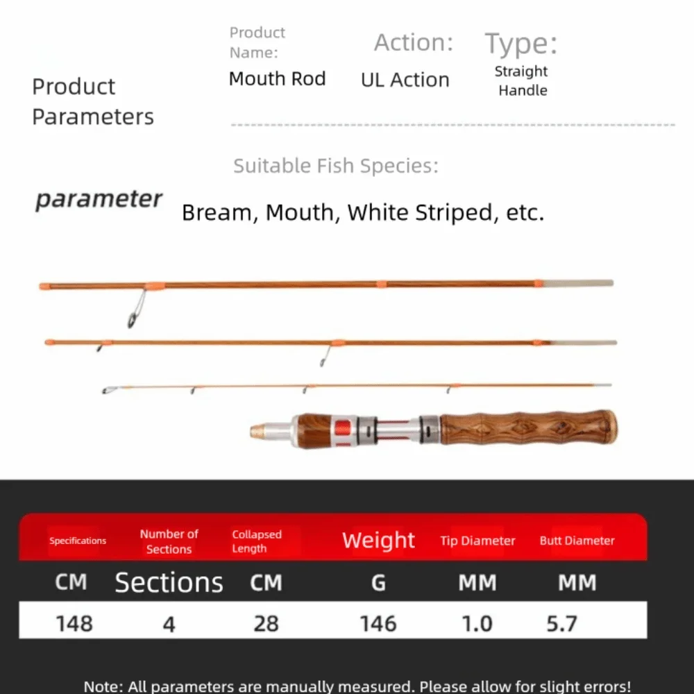 4 أقسام الغزل الصيد رود الغزل UL قوة الصب الصيد رود المحمولة ألياف الكربون قصبة صيد خشبية #6