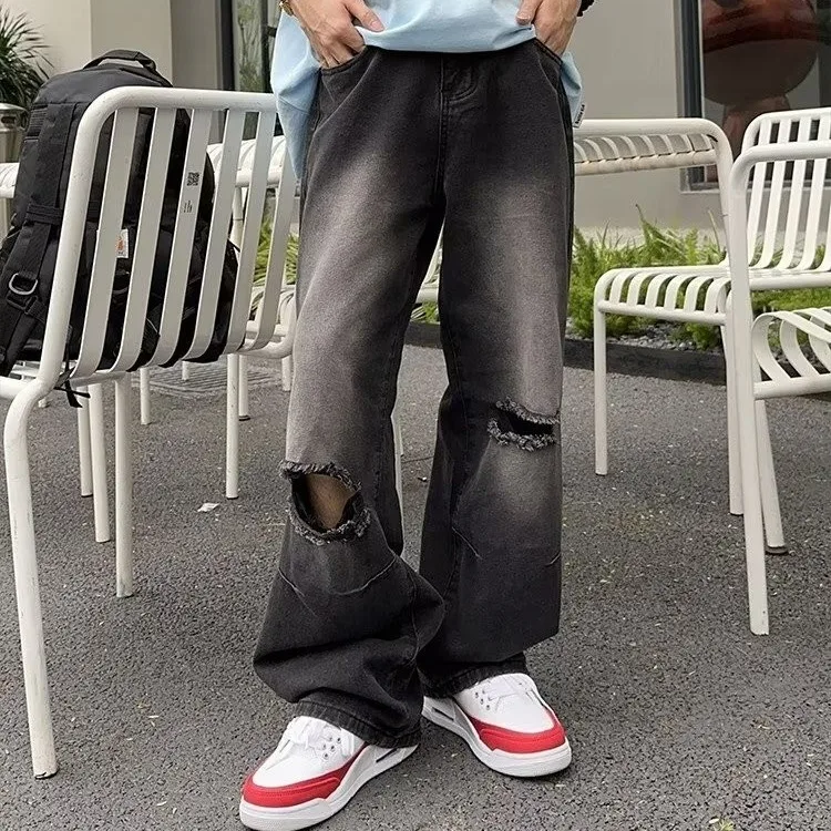 

Loose Straight Leg Jeans Casual Men's plus Size Jeans Vintage Wide Leg Pants Teenage Trendy Wear Resistant All Seasons