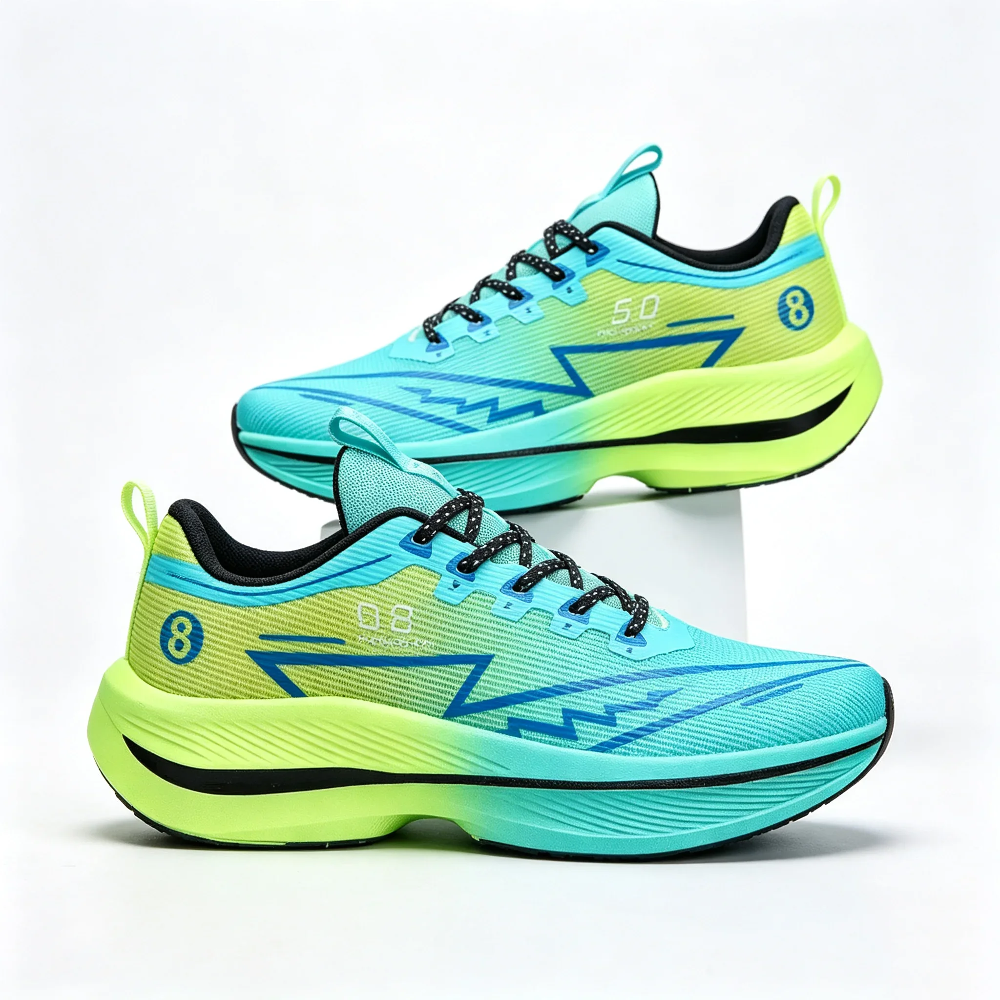 Men's Gradient Color Road Running Shoes, Ultra-Bounce Cushioning Athletic Sneakers, Breathable Knit Walking Shoes