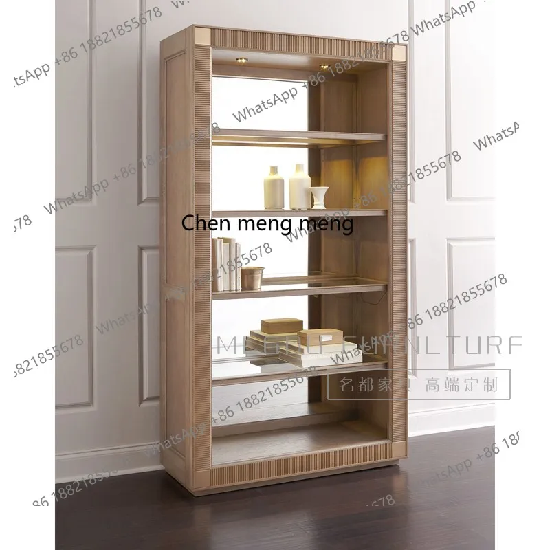 

American Style Solid Wood Bookcase European Style Oak Entrance Wine Rack Storage Rack Model Room Decorative Cabinet