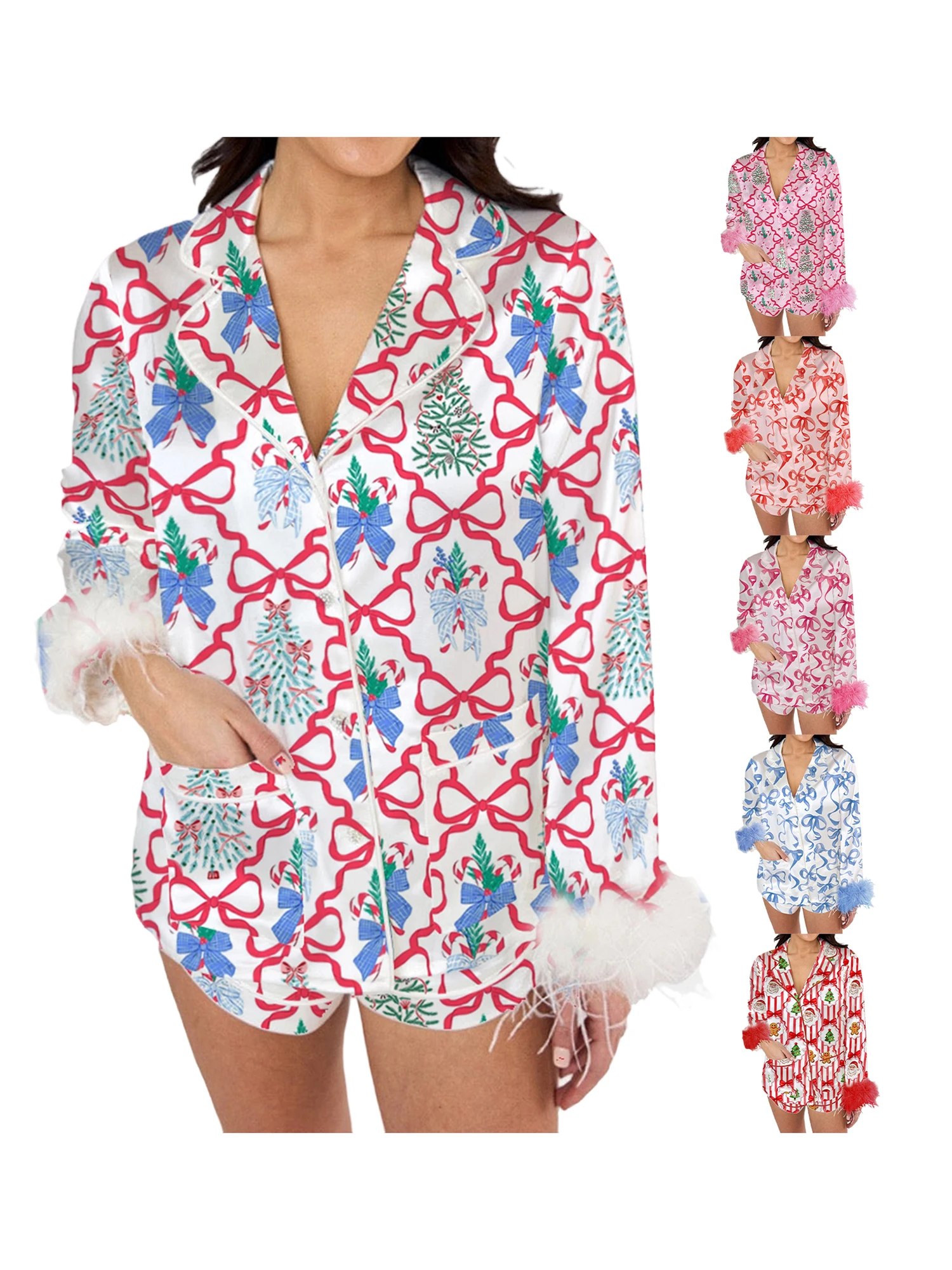 

Женский рождественский пижамный комплект с принтом оленей и звезд, топ с длинными рукавами и брюками, одежда для сна, домашняя одежда для зимних праздников