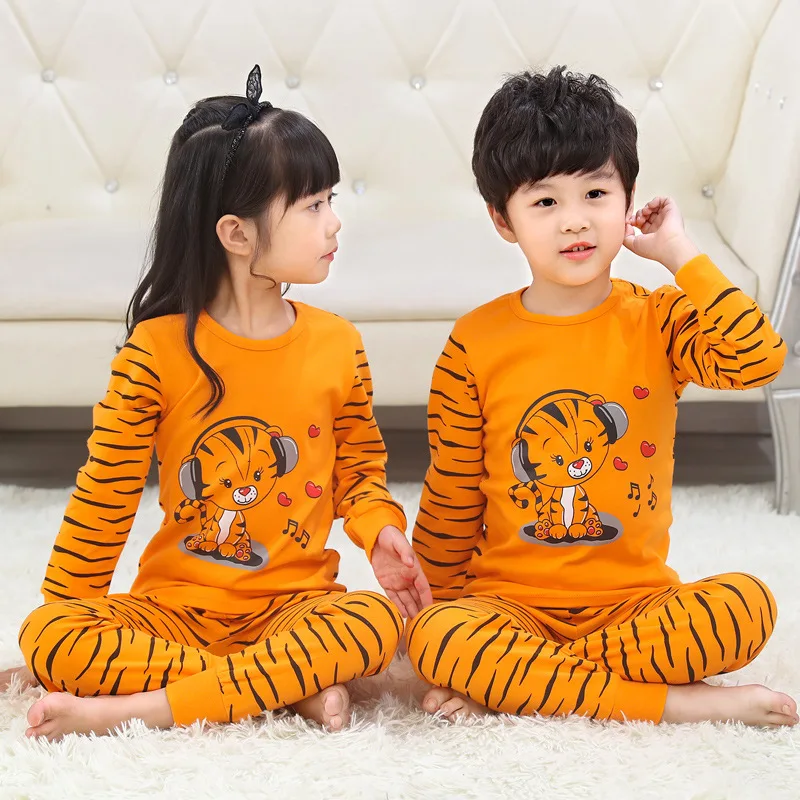 2024 Spring Autumn Children Pajama Sets Cartoon Cat Sleepwear for Kids 2-14years Teen Pijamas Boys Girls Loungewear Baby Clothes