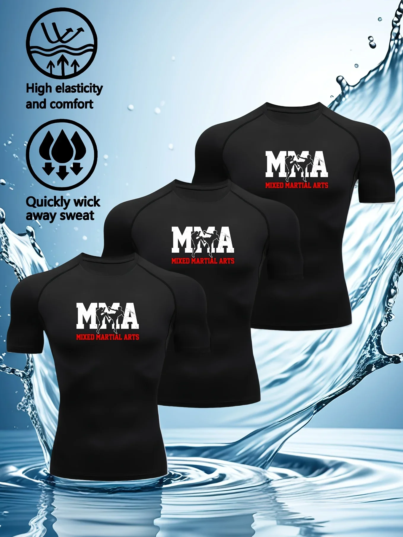 Triplet Men's Compression Printed T Shirt Summer Sportswear Running T-shirt Elastic Quick Dry Sport Gym Fitness TShirts Men